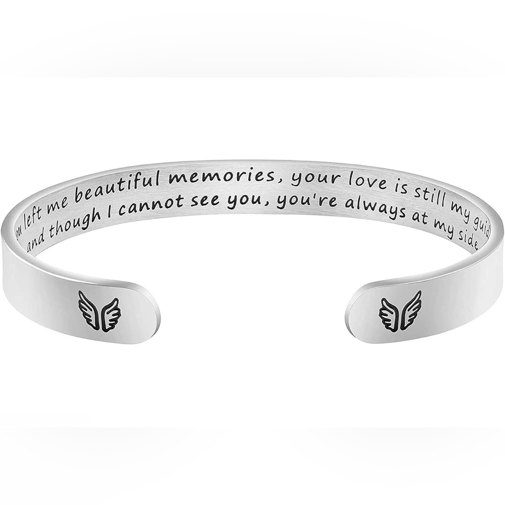 Joycuff Memorial Gift Loss Loved Butterfly Lost Mom Dad Stainless Steel Jewelry